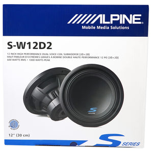 Alpine S-W12D2 12" 1800w Car Subwoofer+Sealed Sub Box+Mono Amplifier+Amp Kit