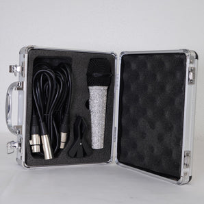 Rockville RMC-ICE Diamond Vocal Microphone+Case+Mic Stand w/Hand Clutch & Boom