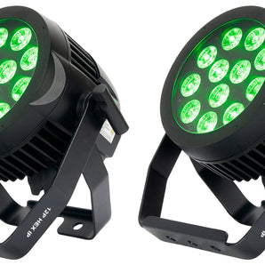 (2) American DJ ADJ 12P HEX IP Outdoor RGBAW + UV LED DMX Par Can Wash Up-Lights