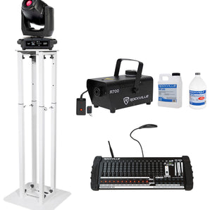 American DJ Hydro Spot 1 LED Wireless DMX Moving Head Light+Control+Stand+Fogger