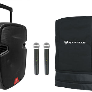 Rockville RAM12BT 12" Rechargeable 600W DJ PA Speaker+Mics/Bluetooth+Slip Cover