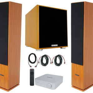 (2) Rockville Rocktower 64B Wood Home Tower Speakers+Bluetooth/Wifi Amp+Sub