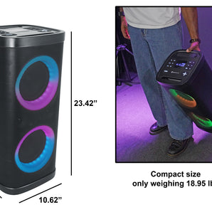 Rockville BASS PARTY 65 V2 1200w Battery Powered LED Bluetooth Speaker Mic Input