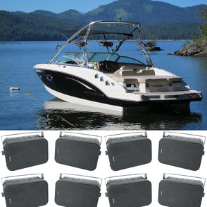 (8) Rockville HP65S-8 6.5" Black Marine Box Speakers with Swivel Bracket For Boats