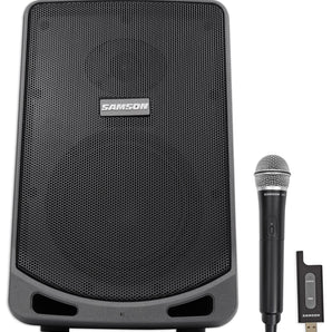 Samson Expedition XP106W 6" Portable Powered PA DJ Speaker+Mic+Mackie Earbuds