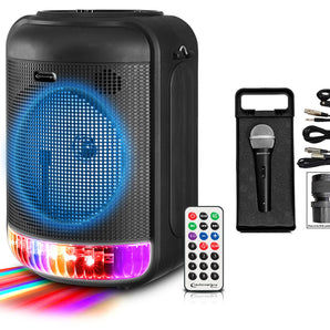 Technical Pro LIT8 Portable 8" Bluetooth LED Party Speaker w/Wireless Link+Mic