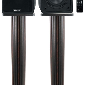 Rockville ELITE-5B 5.25" Bookshelf Speakers w/Bluetooth+36" Dark Wood Stands