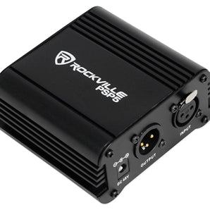 Rockville PSP5 Universal 48V Phantom Power Supply Box For Condenser Microphone