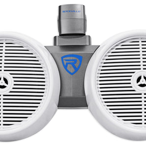 Rockville DWB80W Dual 8 inches White 800 Watt Marine Wakeboard Tower Speaker System