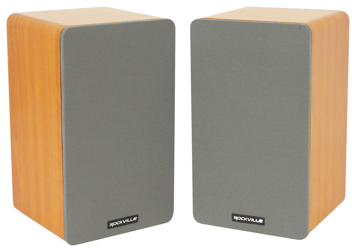 RockShelf 54C Classic 5.25" Home Bookshelf Speakers w/21" Stands