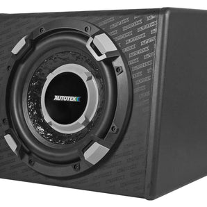 Autotek SSW112A 800 Watt Powered 12" Subwoofer Car Audio Sub+Enclosure+Wire Kit