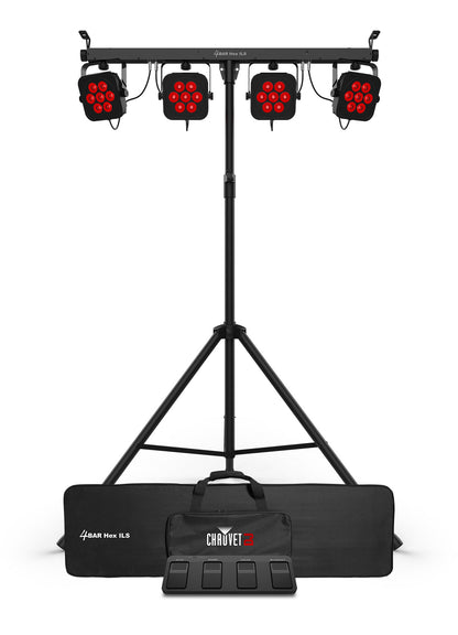 Chauvet DJ 4BAR HEX ILS RGBAW+UV LED Wash Lighting System w/Stand+Footswitch+Bag
