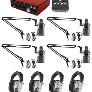 4-Person Podcast Podcasting Kit w/Scarlett Interface+Beyerdynamic Headphones