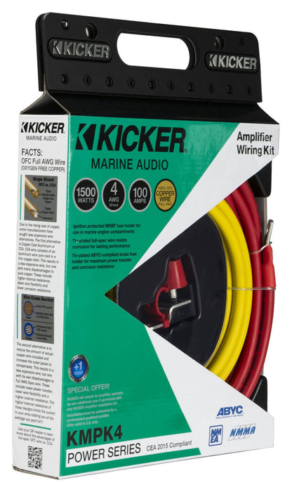 KICKER 47KMPK4 4 AWG Gauge Marine Amplifier Amp Install Wire Kit KMPK4