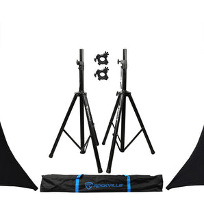 (2) Rockville Tripod Speaker Stands + Odyssey Scrim Werks SWLTPSBLK Black Cover