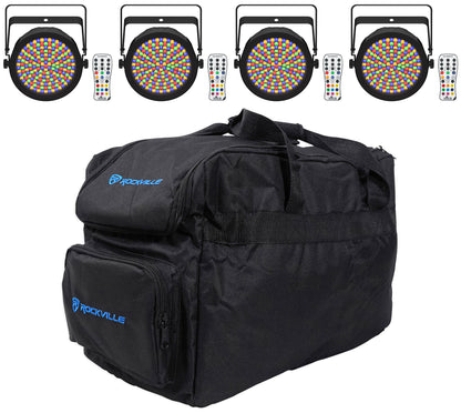 (4) EZPAR 64 RGBA ILS Rechargeable LED Par Wash Up-Lights+Carry Bag