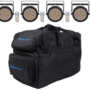(4) Chauvet DJ EZPAR 64 RGBA ILS Rechargeable RGBA LED Par Wash Up-Lights+Bag