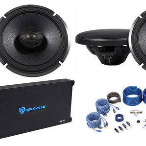 (4) ALPINE X-S65 6.5" 360w Type-X Car Audio Speakers+4-Channel Amplifier+Wires