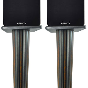 (2) Rockville RockShelf 68D 400w Dark Wood 6.5" Bookshelf Speakers+28" Stands