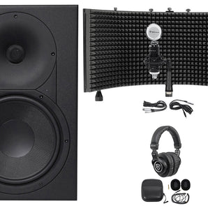 Mackie XR824 8" Powered Studio Monitor+Mic+Mount+Headphones+Iso Shield+Cables