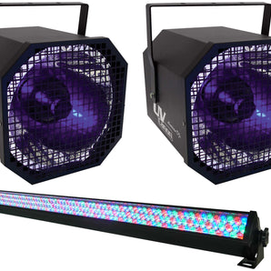 (2) American DJ UV Canon 400 Watt Blacklight Light Fixtures+ROCKSTRIP Light