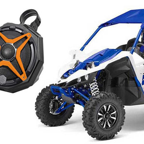 2 6.5" Top Crossbar Roll Cage Roll Bar SSV Speakers for Yamaha YXZ+Orange Grills