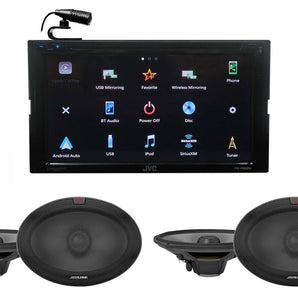 JVC KW-V960BW Bluetooth Wireless CarPlay Android Receiver+4 Alpine 6x9" Speakers