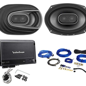 (2) Polk Audio MM692 6x9” 900 Watt 3-Way Car Audio Speakers+Rockford Fosgate Amp