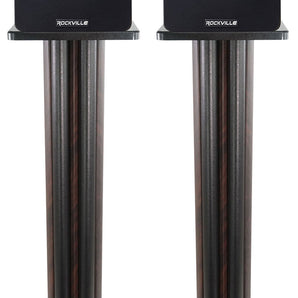 (2) Rockville RockShelf 58D 400w Dark Wood 5.25" Bookshelf Speakers+36" Stands