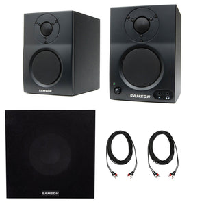 Pair Samson 3" Gaming Twitch Live Stream Monitors w/Bluetooth+Subwoofer Sub