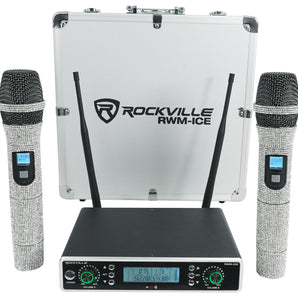 Rockville RWM-ICE Dual UHF 100 Chan. Diamond Handheld Wireless Microphone System