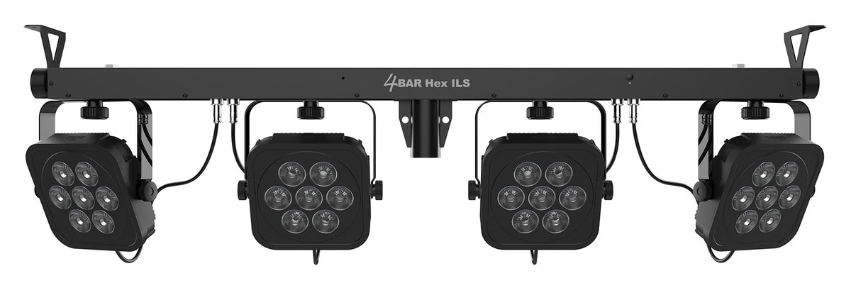 2 4BAR HEX ILS RGBAW+UV LED Wash Lighting Systems + Haze Machine + Fogger