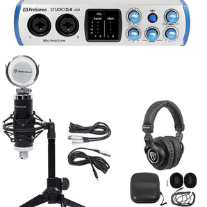 PRESONUS 1-Person Podcasting Podcast Recording Kit w/Mic+Headphones+Tripod Stand