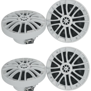 (4) Rockville RM-PREMIUM-65 WHITE 6.5 inch 600w Marine Boat Speakers - Crisp Sound!