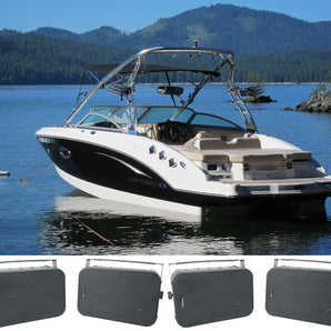 (4) Rockville HP65S 6.5" Black Marine Box Speakers with Swivel Bracket For Boats
