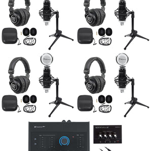 4-Person Podcast Podcasting Recording Kit w/Presonus Quantum ES4 Interface