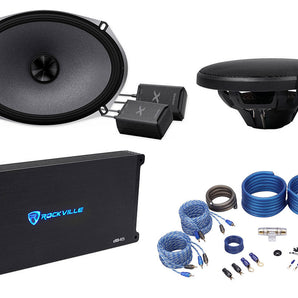 Pair ALPINE X-S69C 6x9" 360w Component+2) 6.5" Coaxial Car Speakers+Amplifier