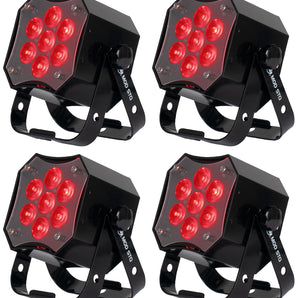 (4) American DJ MOD STQ Compact 7 x 8 Watt LED DMX Par Can Wash Lights w/ Remote