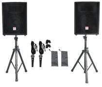 Pair Rockville 10" 800 Watt Passive Pro Audio PA Speakers+2 Stands+2 Metal Mics