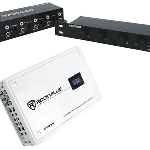 Rockville ATOM 8W 8-Channel Marine/Boat Bluetooth Amplifier+Kicker 4Zone Control