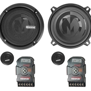 Pair Memphis Audio PRX50C 5.25" Component Speakers w/Crossovers+Amplifier+Wires