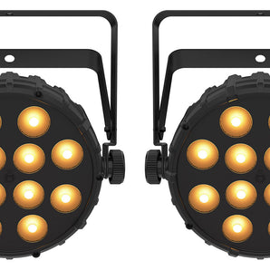 (2) Chauvet DJ SLIMPAR Q12 BT ILS Wireless Par Wash Up-Lights w/ Bluetooth