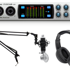 Presonus Studio 68 6x6 USB 2.0 Audio Recording Interface+Headphones+Mic+Boom