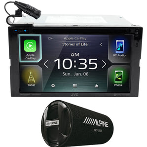 JVC KW-V85BT 6.8" Car Monitor Bluetooth Carplay Receiver+Alpine 12" Subwoofer