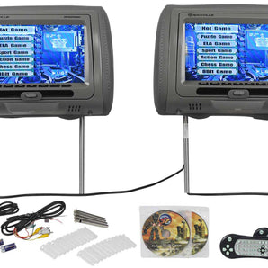 Rockville RTSVD961-GR 9” Gray Touchscreen Dual DVD/HDMI Car Headrest Monitors