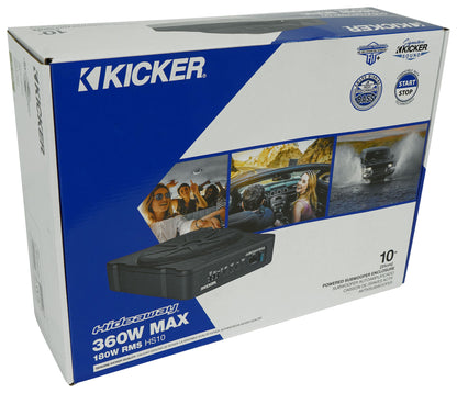 Kicker 51HS10 10" Hideaway Under-Seat Powered Car Subwoofer Compact Sub HS10