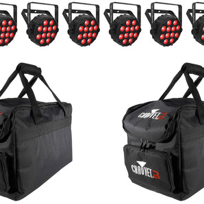 (8) Chauvet DJ SLIMPAR T12 BT ILS Wireless Par Wash Up-Lights w/ Bluetooth+Bags