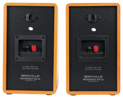 2) Rockville RockShelf 58C 360w 5.25" Wood Bookshelf Speakers+Bluetooth/Wifi Amp