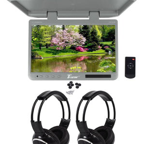 Tview T257IR-GR 25" Gray Flip Down Wide Screen Car Monitor +2 Wireless Headsets