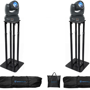 2 Rockville Rock Beam DC DJ Club Stage Pro Moving Head Lights+Black Totem Stands